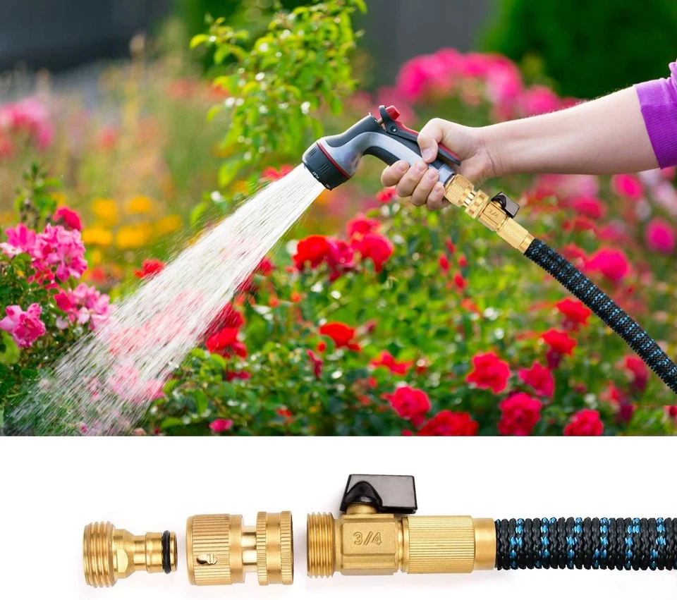 PURELY- 4Pcs 3/4" Garden Hose Quick Connect Water Solid Brass Female Male Connector Set