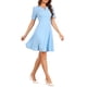 thumbnail image 4 of Vestido de Negocios INSPIRE CHIC para Mujer, con escote corazón, plisado, de manga corta, estilo A-Line, vestido ajustado M azul claro, 4 of 6