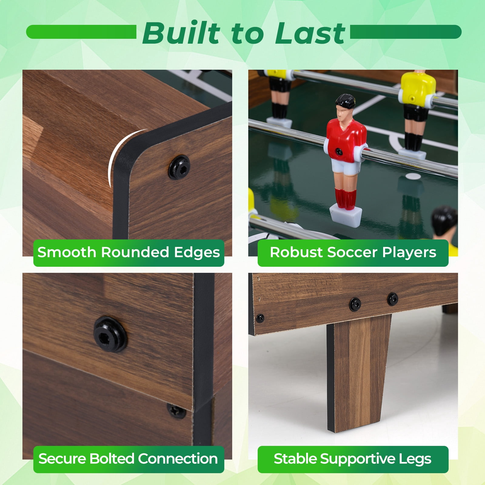 Patiojoy 4 in 1 Combo Game Table Set Foosball Table w/ Billiards Ping Pong Hockey & Complete Accessories Natural