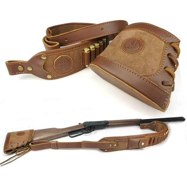 WAYNE'S DOG Genuine Leather Gun Recoil Pad with Rifle Shell Holder