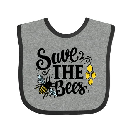 

Inktastic Save The Bees with Bee Illustration with Color Gift Baby Boy or Baby Girl Bib