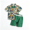 13#Green, variant on Baby Boy Girl Summer Outfits Floral Print Peter Pan Collar Girl Dress Kids Short Sleeve Floral Dress Matching Boy Plaid Suspender Outfit Sets
