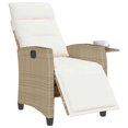 thumbnail image 4 of vidaXL Reclining Patio Chair with Side Table Beige Poly Rattan, 4 of 11