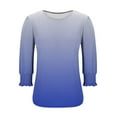 thumbnail image 7 of Womens Tops Dress Casual 3/4 Sleeve Shirts with Smocked Cuffs High Low Tops for Women Gradient Business Work Blouses, Blue, XXL, 7 of 7