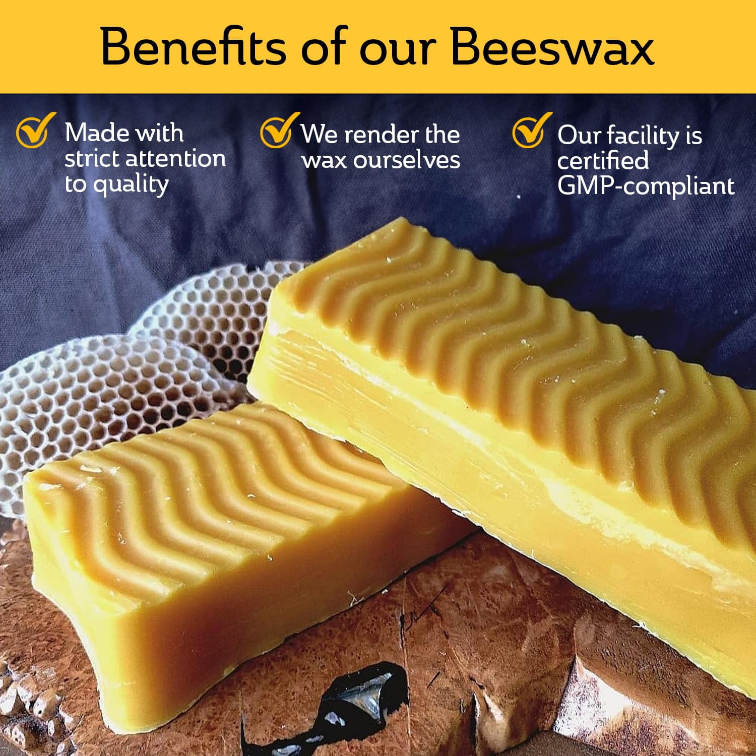 Mickelberry   Beeswax – 1 lb Solid Block Grade A Yellow – Pure, Sustainably Sourced Beeswax for Skincare, DIY, and Crafts – Made in The