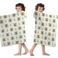 thumbnail image 4 of Green Highland Cow Flower Pattern Hooded Bath Towel，50"x30" for Ages 3 To 12 Kids, Quick Dry Lightweight Soft Microfiber Hood Beach Towel Cover Up for Kids, 4 of 7