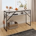 thumbnail image 3 of Bestier 40 inch Wood Console Table with 2 Hooks & Shelves Sofa Table  Gray, 3 of 8
