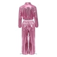 thumbnail image 4 of iiniim 2Pcs Girls Dance Outfits Jazz Hip Hop Dance Metallic Cropped Jacket Pants Set Modern Dancewear Pink 6, 4 of 7