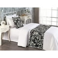 thumbnail image 2 of Spring Bed Runner Set, Continuous Ficus Leaves Minimalistic Art on Monochrome Backdrop, Decorative Bedding Scarf & a Pillow Sham for Hotels Homes, Twin, Dark Chestnut Brown and Grey, by Ambesonne, 2 of 3