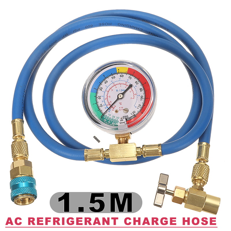 Car Air Conditioning AC Refrigerant Recharge Measuring Hose & Pressure Gauge Kit