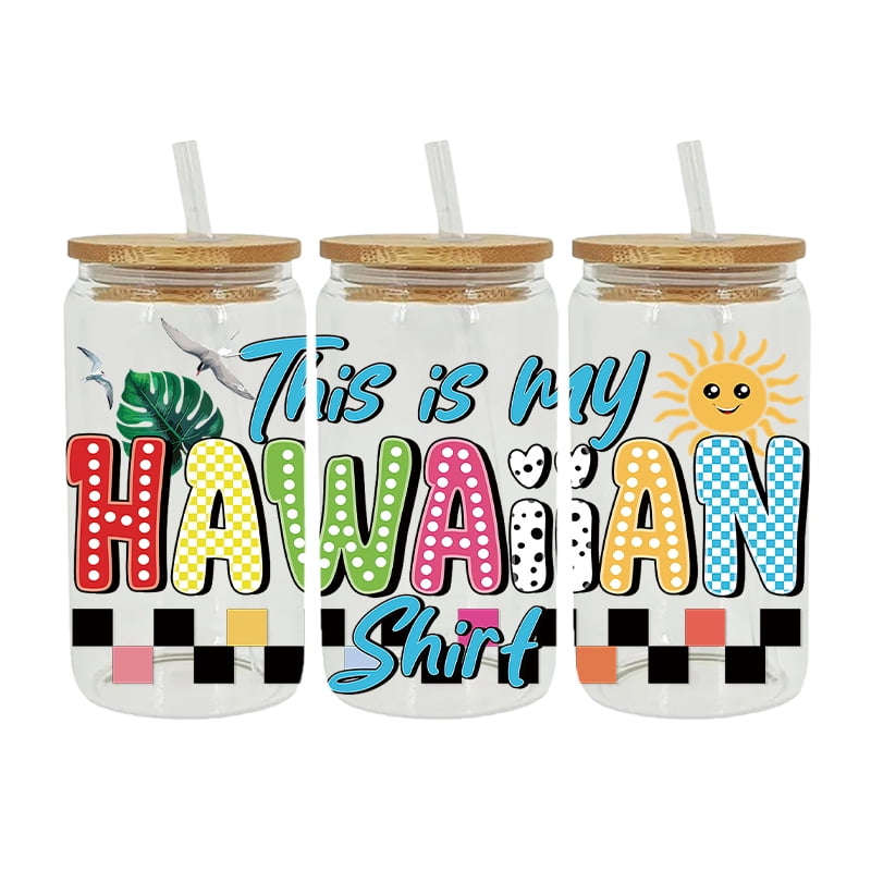 UV DTF Transfer Sticker Summer For The 16oz Libbey Glasses Wraps Bottles Cup Can DIY Waterproof Custom Decals D18004
