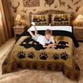 thumbnail image 3 of meiyoeat Safari Animal Bear Full Size Comforter Sets For Kids,Vintage Farmhouse Lodge Bedding Comforter Set For Boys,Black Reversible,3 Pieces, 3 of 7