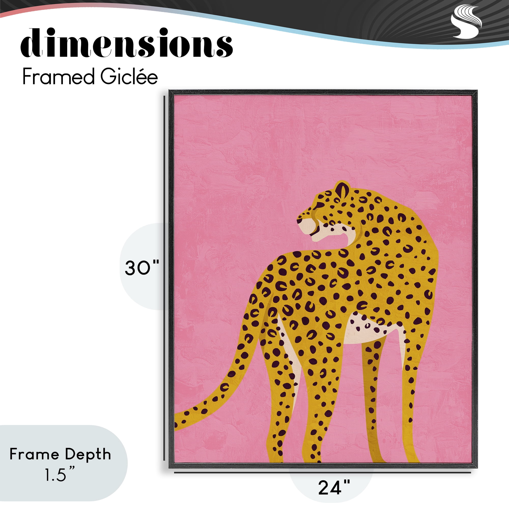 Stupell Industries Leopard on Pink Serenade Black Framed Giclee Art, design by Kim Allen