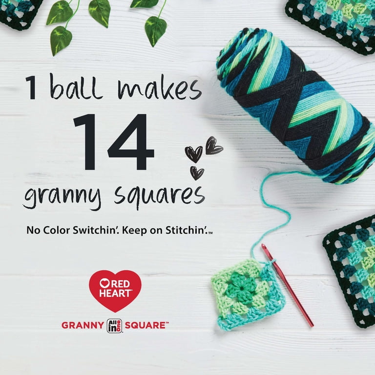 Red Heart™ Granny Square 250g Yarn (6 Pack), Black - Carnation