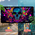 thumbnail image 5 of 1 Pcs License Plate Covers & Frames, Neon - colored Skull with Abstract Patterns For Decorative Front, Aluminum License Plate Covers & Frames Cover For Men Women, 12" X 6", 5 of 7