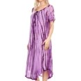 thumbnail image 4 of Sakkas Yasmin Tie Dye Embroidered Sheer Cap Sleeve Sundress | Cover Up - Purple - One Size Regular, 4 of 5