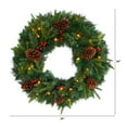 thumbnail image 4 of Nearly Natural 24" Mixed Pine Christmas Wreath w/35 Clear LED & Berries in Green, 4 of 6