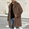 thumbnail image 6 of Men's Faux Fur Coat Mid Length Notch Lapel Collar Fluffy Jacket Long Trench Coat Cardigans Winter Warm Outerwear (XL, Brown), 6 of 7