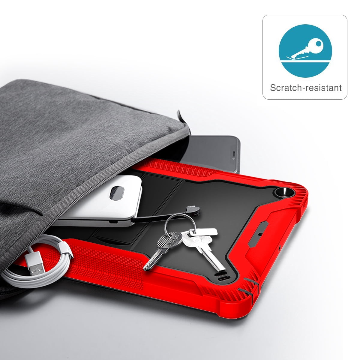 Casetego for iPad 9th/8th/7th Generation 2021/2020/2019(10.2 inch),Heavy Duty Military Grade Shockproof Rugged Protective 10.2" Cover with Built-in Stand for iPad 9 8 7 Gen,Black/Red