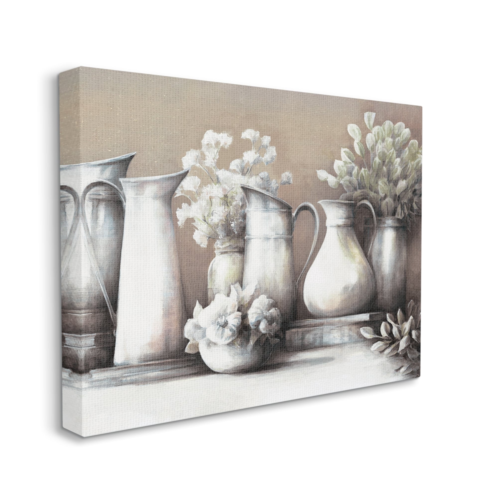 Stupell Industries Classic Flower Arrangement Country Water Jug Painting Painting Gallery Wrapped Canvas Print Wall Art, Design by White Ladder