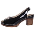thumbnail image 6 of Xucatan Women's Patent Leather Peep Toe Sandals, Chunky Heel Slingback Slides with Metal Buckle, Open Toe Platform Dress Shoes, Versatile Summer Party Footwear Gift, 6 of 9