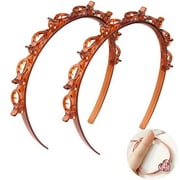 YuanHongLife Hair Bands For Women, Hair bands For Girls, Makeup Hair Band, Hair Bands For Womens Hair, Double Bangs Hairstyle Hairpin Headband For Women And Girls. (CoffeeCoffee)