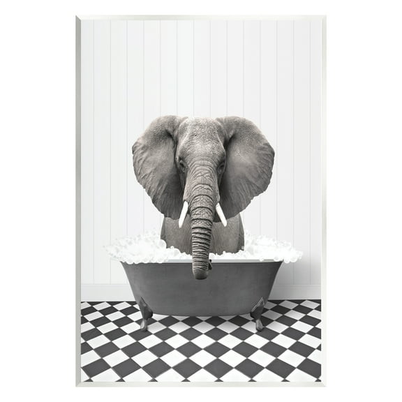 Stupell Industries Elephant Bathing in Tub Animals & Insects Painting Unframed Art Print Wall Art, 10 x 15