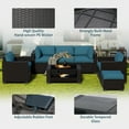 thumbnail image 2 of 7-Piece Waterproof Outdoor Patio Furniture Set, PE Wicker Rattan Sectional Sofa with Replaceable Cushions & Coffee Table, Modern Patio Conversation Set for Porch, Balcony, Backyard (Peacock Blue), 2 of 7