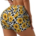 thumbnail image 1 of Fotbe Cow Print Sunflower Shorts Sin Costuras – Shorts Deportivos de Cintura Alta para Mujer, Elásticos para Gimnasio, Yoga, Running o Ciclismo-Medium, 1 of 8