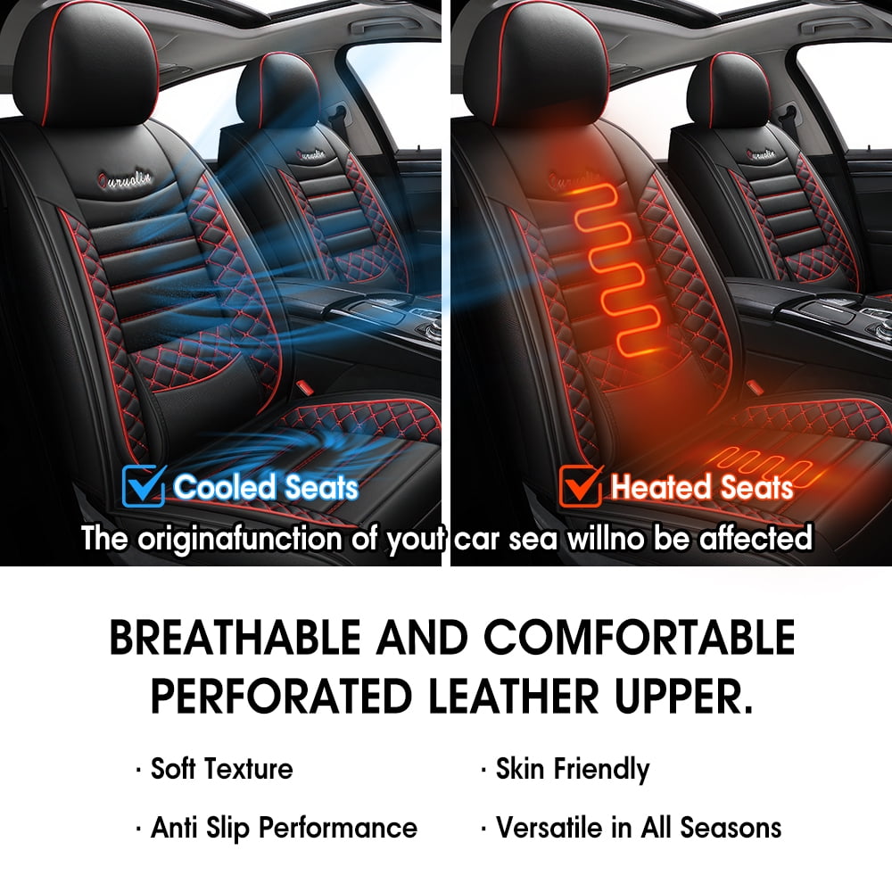 PEPWELL 5Pack Nappa Leather Full Set Car Seat Covers, Universal Fit for Cars/SUV/Sedans, Waterproof Breathable 3D Luxury Design with Airbag Compatibility