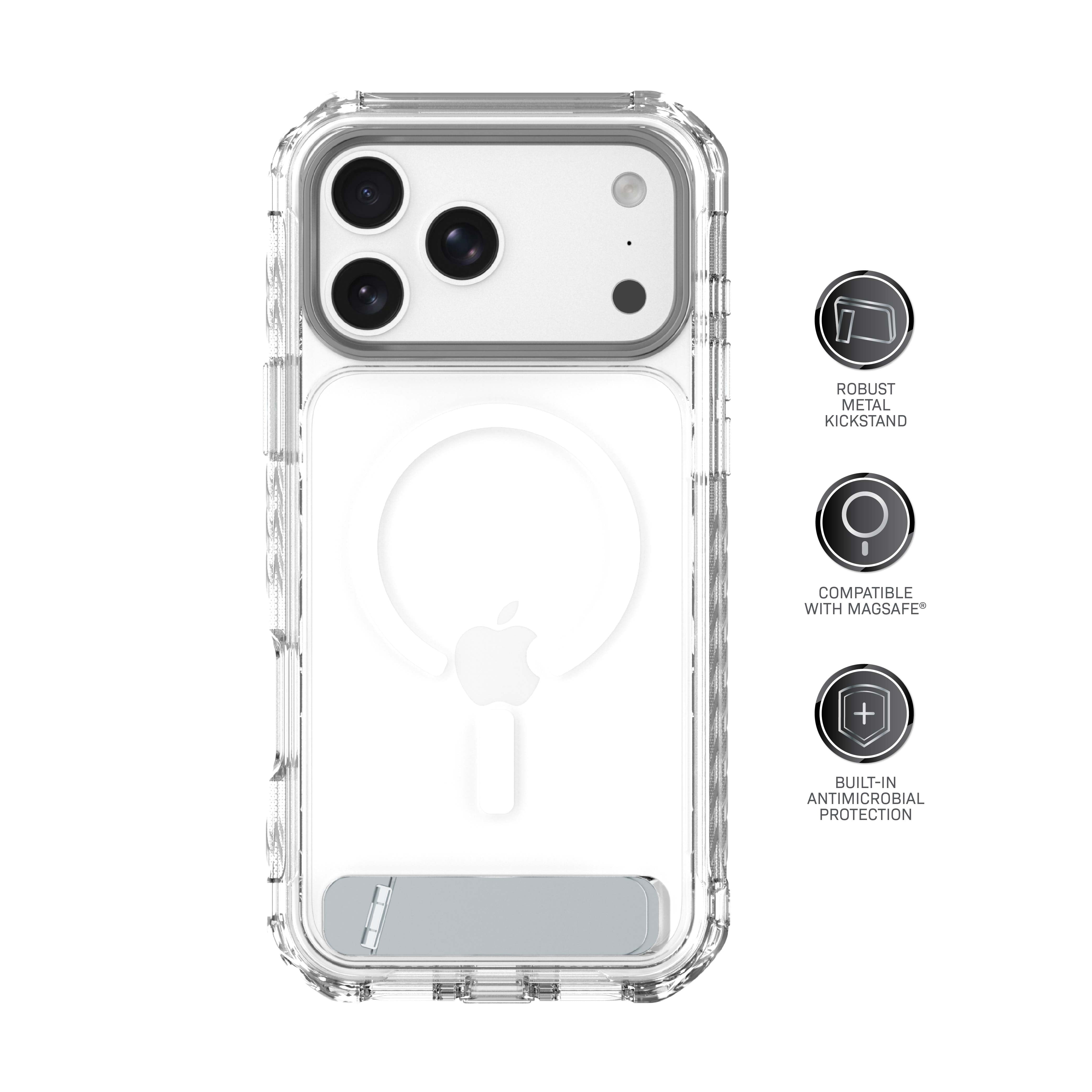 Body Glove Rugged Phone Case with Kickstand for iPhone 18 Pro Max / 17 Pro Max, MagSafe Compatible - Clear