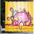 thumbnail image 4 of Ambesonne Pink Shower Curtain, Spiral Vibrant Shapes Line, 69"Wx75"L, Marigold Pink, 4 of 5