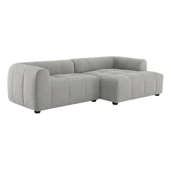 Modway Liana Right-Facing Upholstered Fabric Modular Sofa with Chaise in Pewter