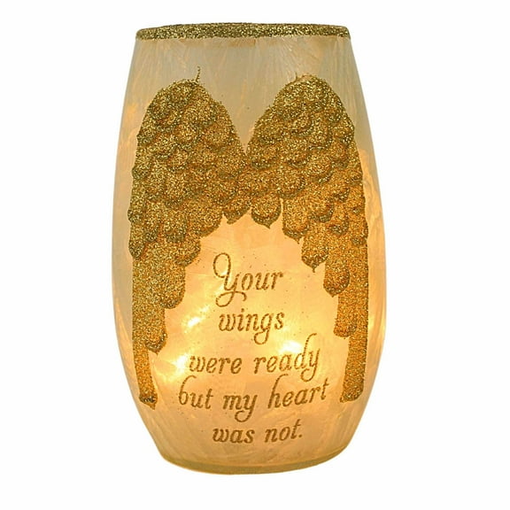 Stony Creek 5.25In Angel Wings Small Lighted Accent, Glass, Memorial Grief Loss Awo9204