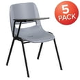 thumbnail image 3 of Flash Furniture 5 Pack Gray Ergonomic Shell Chair with Right Handed Flip-Up Tablet Arm, 3 of 14
