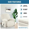 thumbnail image 2 of PrimeBeau Velvet Plush Recliner Slipcover with Footrest, Ivory, 2 of 7