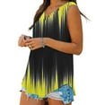 thumbnail image 6 of Plus Size Tank Tops for Women under $5 Sleeveless V-Neck Print Basic Casual Flowy Summer T-Shirt Yellow L, 6 of 6