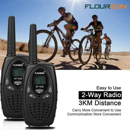 FLOUREON 2 Pack Handheld Walkie Talkie, Two Way Radios 22 Channel 3000M (MAX 5000M open field) UHF Long Range,