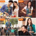 thumbnail image 4 of Pioneer Flower Floral Print Pattern Apron-Garden Aprons for Women with Pockets-Cotton Linen Waterproof Kitchen Cooking Gardening Aprons Adjustable for Kitchen,Cooking,BBQ and Salon 33x27 Inch, 4 of 7