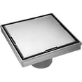 thumbnail image 1 of HEATGENE 6-Inches Square Shower Drain with Flat Cover, Stainless Steel Shower Floor Drain with 2-in-1 Flat & Tile Insert Cover, Floor Shower Drain with Hair Strainer, Brushed, 1 of 9