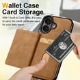 thumbnail image 4 of Allytechgroup for iPhone 16e Case with Credit Card Slots Holder/ Kickstand/ RFID Blocking Premium PU Leather Magnetic Wallet Cover Soft TPU Bumper Shockproof Flip Stand Protective Phone Shell, Brown, 4 of 15
