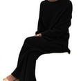 thumbnail image 3 of Conjunto de suéter de punto para mujer, ropa de calle diaria, básica, pura, Simple, suave, deportiva, pantalón, cuello redondo, manga larga, Otoño e Invierno, 3 of 4