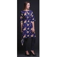 thumbnail image 2 of Bimba Kurta pour Femmes Bleu Ambre Flush et Clématite Florale Ethnique Imprimée Asymétrique Hauts d'Été pour Femmes XXX-Large, 2 of 6