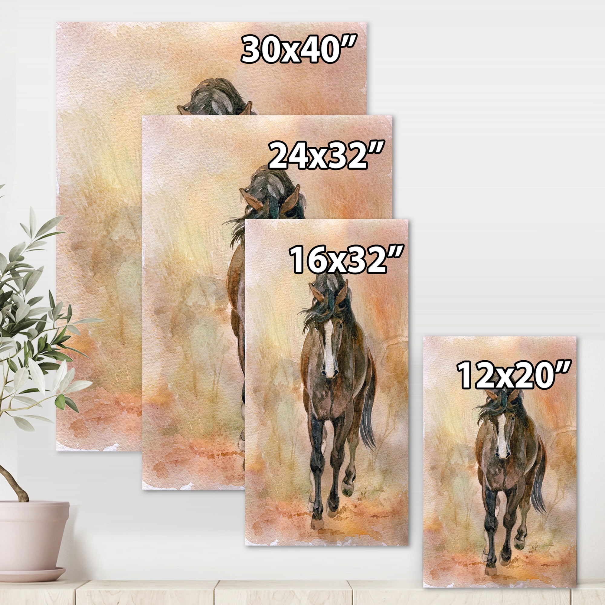 Designart ' Abstract Portrait Of Beautiful Chestnut Horse I ' Farmhouse Canvas Wall Art Print