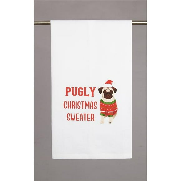 Peking Handicraft 04TG251WC 18 x 25 Po. Pugly Chandail de Noël Serviette de Cuisine - Lot de 4