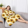 thumbnail image 5 of Oversized Wearable Blanket Hoodie,Beige Sunflower Pattern Sherpa Blanket Hoodie with Super Pockets,Super Warm Fuzzy Pullover for Women & Men, 5 of 6