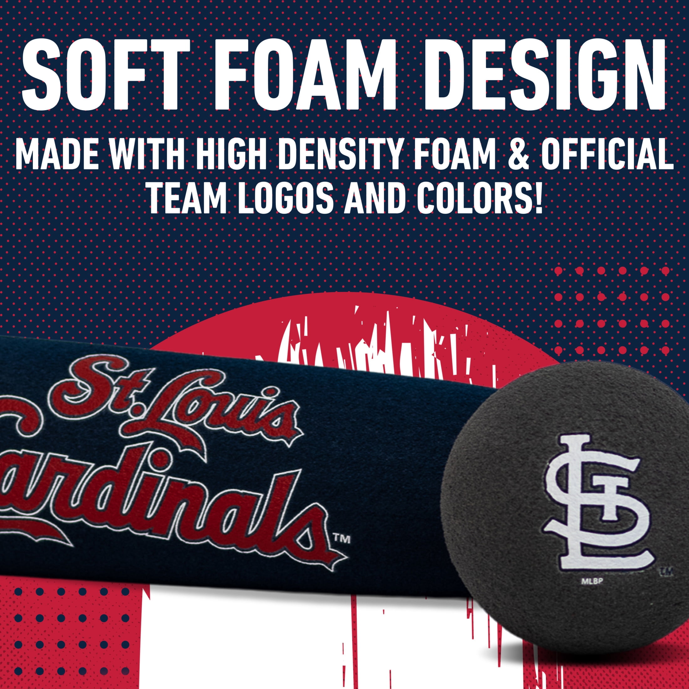 Franklin Sports MLB St. Louis Cardinals Foam Bat + Ball Set, 21 in