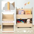 thumbnail image 6 of INFANS Kids Bookshelf with Wheels, Wooden Bookcase Toy Storage Cabinet Organizer Holder, Toddler Display Stand Book Rack for Bedroom Playroom Nursery Kindergarten, 6 of 9