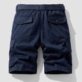 thumbnail image 3 of DDAPJ pyju Cotton Cargo Shorts for Men Elastic Waist Casual Hiking Shorts Relaxed Fit Work Shorts Outdoor Fishing Camping Shorts with Multi Pockets Dark Blue M, 3 of 4