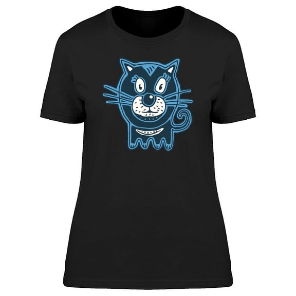 Cartoon Black Cat T-Shirt Women -Image by Shutterstock, Female Medium